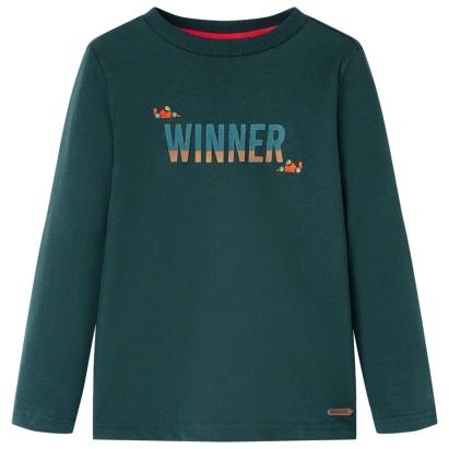 Tricou de copii cu mâneci lungi verde închis 104 GartenMobel Dekor