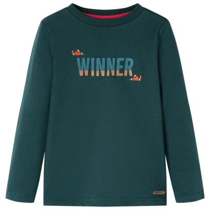 Tricou de copii cu mâneci lungi verde închis 116 GartenMobel Dekor