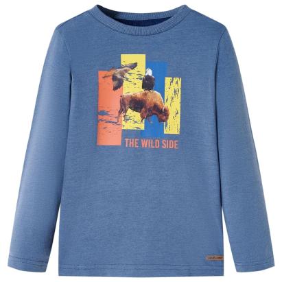 Tricou copii mâneci lungi albastru melanj 140 GartenMobel Dekor