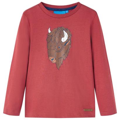 Tricou pentru copii cu mâneci lungi, roșu ars, 104 GartenMobel Dekor