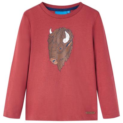 Tricou pentru copii cu mâneci lungi, roșu ars, 128 GartenMobel Dekor