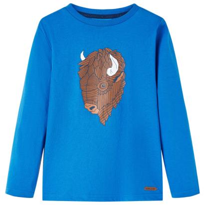 Tricou de copii cu mâneci lungi, albastru cobalt, 104 GartenMobel Dekor