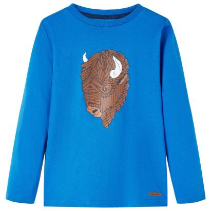 Tricou de copii cu mâneci lungi, albastru cobalt, 128 GartenMobel Dekor