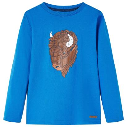 Tricou de copii cu mâneci lungi, albastru cobalt, 140 GartenMobel Dekor