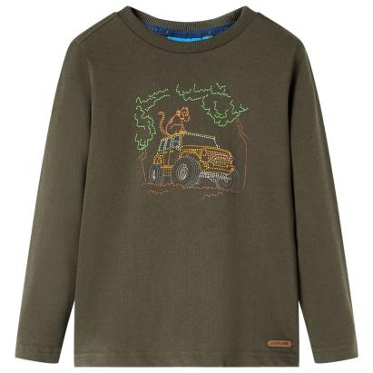 Tricou pentru copii cu mâneci lungi,, kaki, 92 GartenMobel Dekor