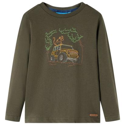 Tricou pentru copii cu mâneci lungi,, kaki, 128 GartenMobel Dekor