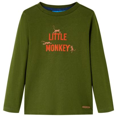 Tricou de copii cu mâneci lungi kaki închis 92 GartenMobel Dekor