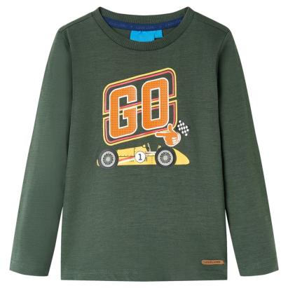 Tricou copii mâneci lungi, verde închis, 92 GartenMobel Dekor