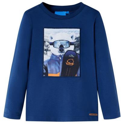 Tricou pentru copii cu mâneci lungi,, albastru jeans, 104 GartenMobel Dekor