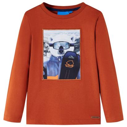 Tricou pentru copii cu mâneci lungi, ruginiu deschis, 104 GartenMobel Dekor