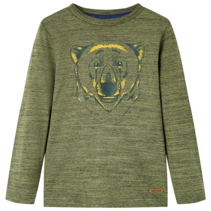 Tricou cu mâneci lungi pentru copii,, kaki melanj, 104 GartenMobel Dekor
