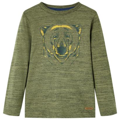 Tricou cu mâneci lungi pentru copii,, kaki melanj, 128 GartenMobel Dekor