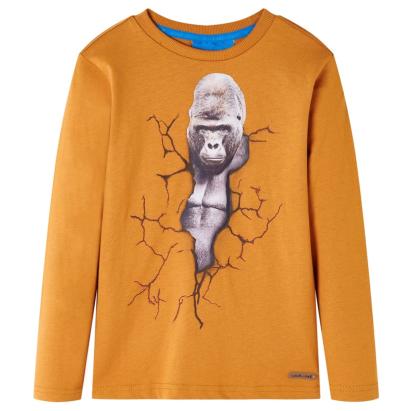 Tricou pentru copii cu mâneci lungi, ocru închis, 104 GartenMobel Dekor