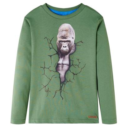Tricou de copii cu mâneci lungi, kaki deschis, 116 GartenMobel Dekor