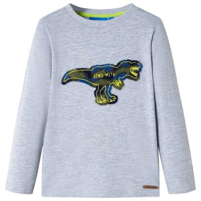 Tricou pentru copii cu mâneci lungi, gri melanj, 116 GartenMobel Dekor
