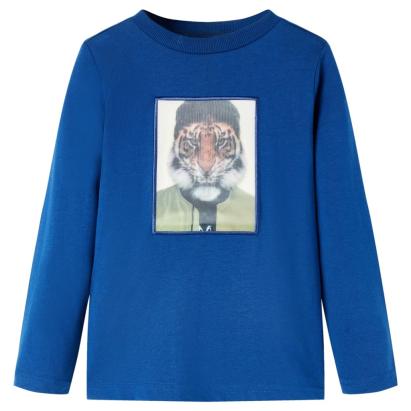 Tricou de copii cu mâneci lungi, albastru închis, 128 GartenMobel Dekor