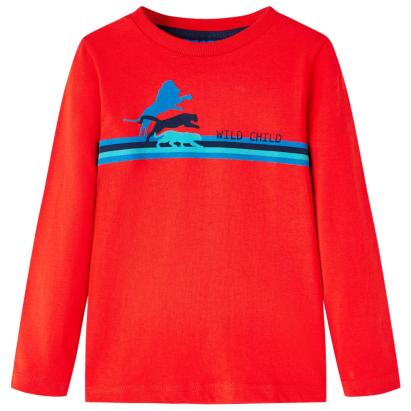 Tricou de copii cu mâneci lungi sălbatice roșu 92 GartenMobel Dekor
