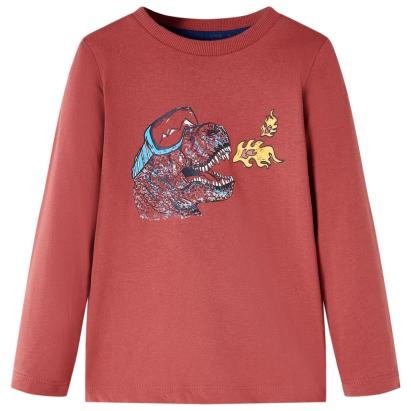 Tricou pentru copii cu mâneci lungi, roșu ars, 116 GartenMobel Dekor