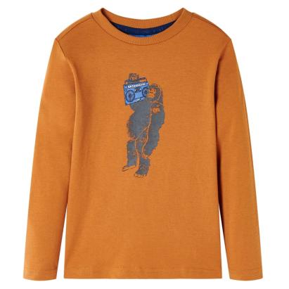 Tricou pentru copii cu mâneci lungi, ocru închis, 116 GartenMobel Dekor