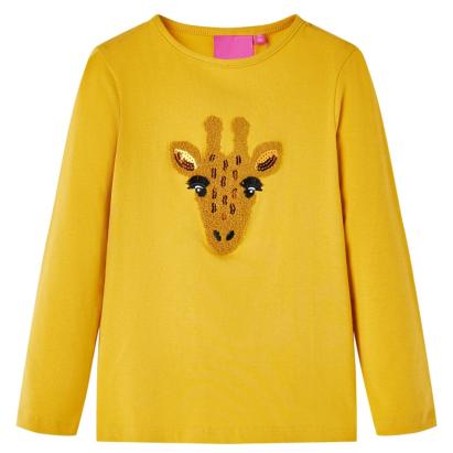 Tricou pentru copii cu mâneci lungi ocru închis 92 GartenMobel Dekor