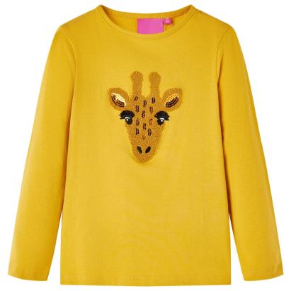 Tricou pentru copii cu mâneci lungi ocru închis 140 GartenMobel Dekor