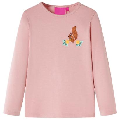 Tricou de copii cu mâneci lungi, roz deschis, 92 GartenMobel Dekor