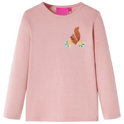 Tricou de copii cu mâneci lungi, roz deschis, 128 GartenMobel Dekor