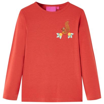 Tricou de copii cu mâneci lungi, roșu ars, 104 GartenMobel Dekor