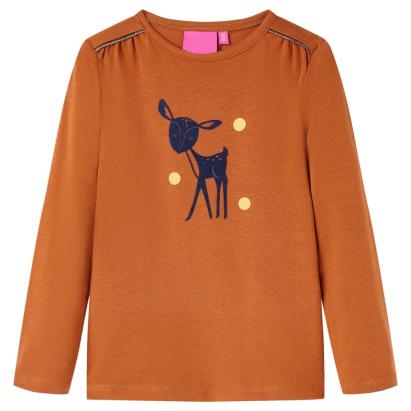 Tricou pentru copii cu mâneci lungi, coniac, 116 GartenMobel Dekor
