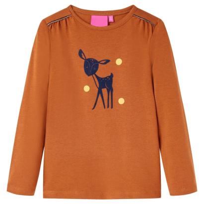 Tricou pentru copii cu mâneci lungi, coniac, 128 GartenMobel Dekor
