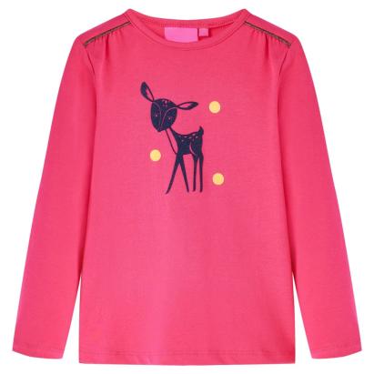 Tricou pentru copii cu mâneci lungi, roz aprins, 92 GartenMobel Dekor