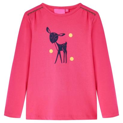 Tricou pentru copii cu mâneci lungi, roz aprins, 140 GartenMobel Dekor