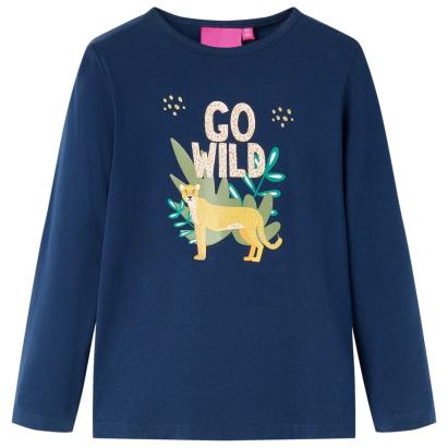 Tricou pentru copii cu mâneci lungi, bleumarin, 104 GartenMobel Dekor