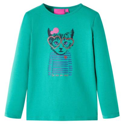 Tricou de copii cu mâneci lungi, verde aprins, 92 GartenMobel Dekor