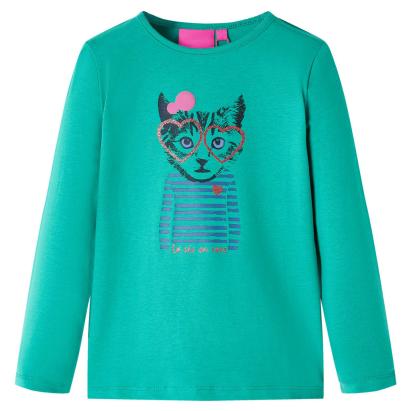 Tricou de copii cu mâneci lungi, verde aprins, 104 GartenMobel Dekor