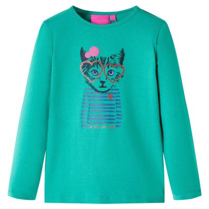 Tricou de copii cu mâneci lungi, verde aprins, 116 GartenMobel Dekor