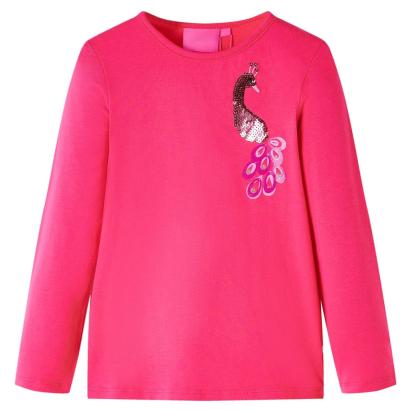 Tricou pentru copii cu mâneci lungi, roz aprins, 104 GartenMobel Dekor