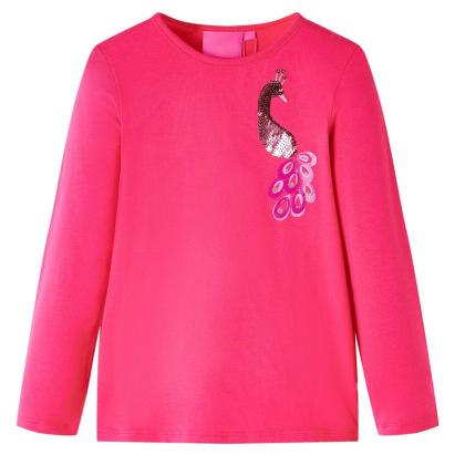 Tricou pentru copii cu mâneci lungi, roz aprins, 128 GartenMobel Dekor