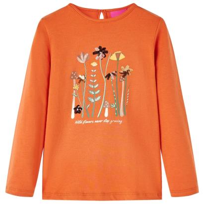 Tricou pentru copii cu mâneci lungi, portocaliu ars, 104 GartenMobel Dekor