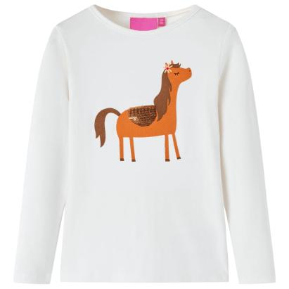 Tricou pentru copii cu mâneci lungi, ecru, 92 GartenMobel Dekor