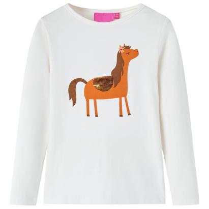 Tricou pentru copii cu mâneci lungi, ecru, 140 GartenMobel Dekor