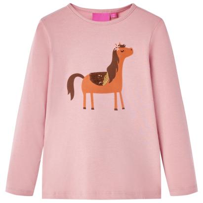 Tricou pentru copii cu mâneci lungi, roz deschis, 116 GartenMobel Dekor
