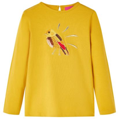Tricou pentru copii cu mâneci lungi, ocru închis, 92 GartenMobel Dekor