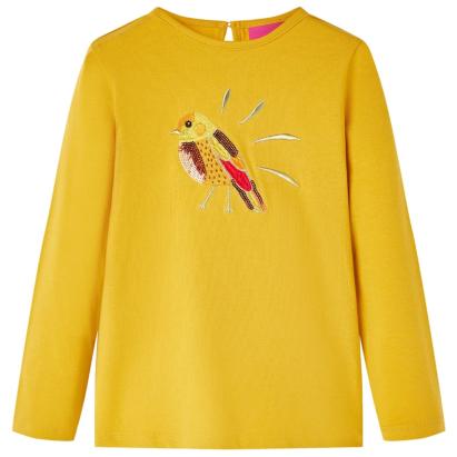 Tricou pentru copii cu mâneci lungi, ocru închis, 116 GartenMobel Dekor