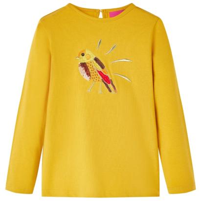 Tricou pentru copii cu mâneci lungi, ocru închis, 128 GartenMobel Dekor