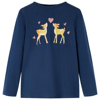 Tricou de copii cu mâneci lungi, bleumarin, 128 GartenMobel Dekor