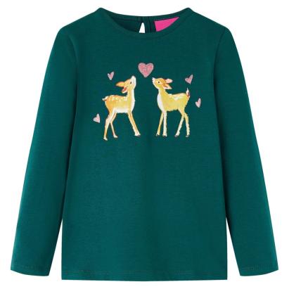 Tricou de copii cu mâneci lungi verde închis 104 GartenMobel Dekor