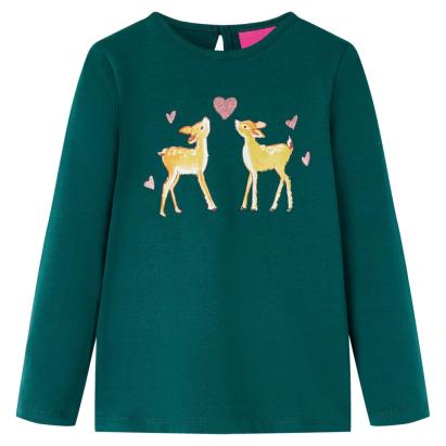 Tricou de copii cu mâneci lungi verde închis 140 GartenMobel Dekor
