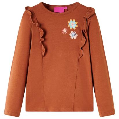 Tricou pentru copii cu mâneci lungi, coniac, 116 GartenMobel Dekor