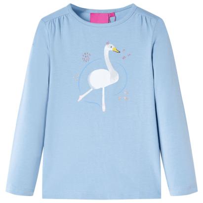 Tricou copii cu mâneci lungi, albastru deschis, 116 GartenMobel Dekor